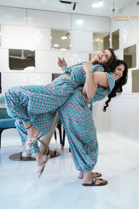 Designer Blue Draw String Women Coord Set